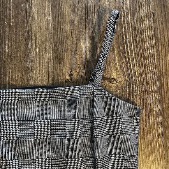 Forever 21 Black Gray Plaid Mini Dress Women's Large‎ Sleeveless Checkered Lined - Picture 3 of 14